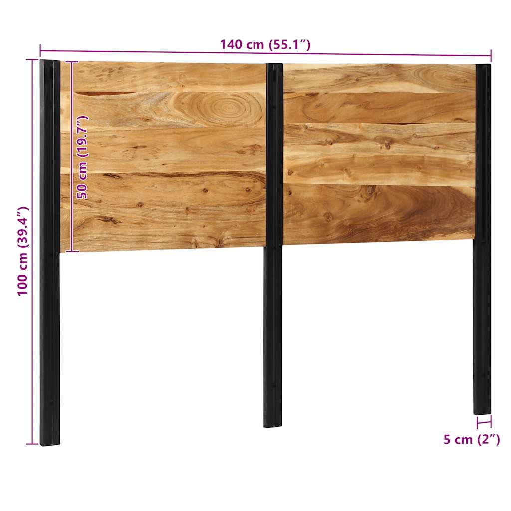 Cabeceira de cama 140 cm madeira de acácia maciça/ferro