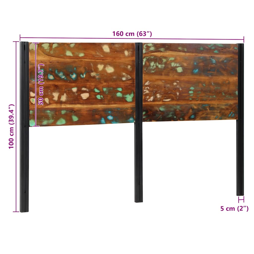 Cabeceira de cama 160 cm madeira recuperada maciça/ferro