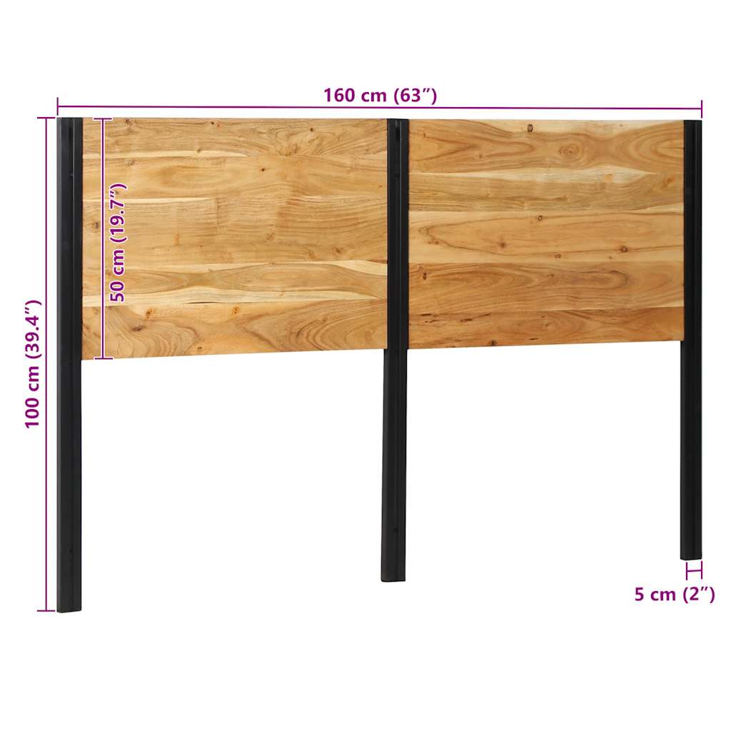 Cabeceira de cama 160 cm madeira de acácia maciça/ferro