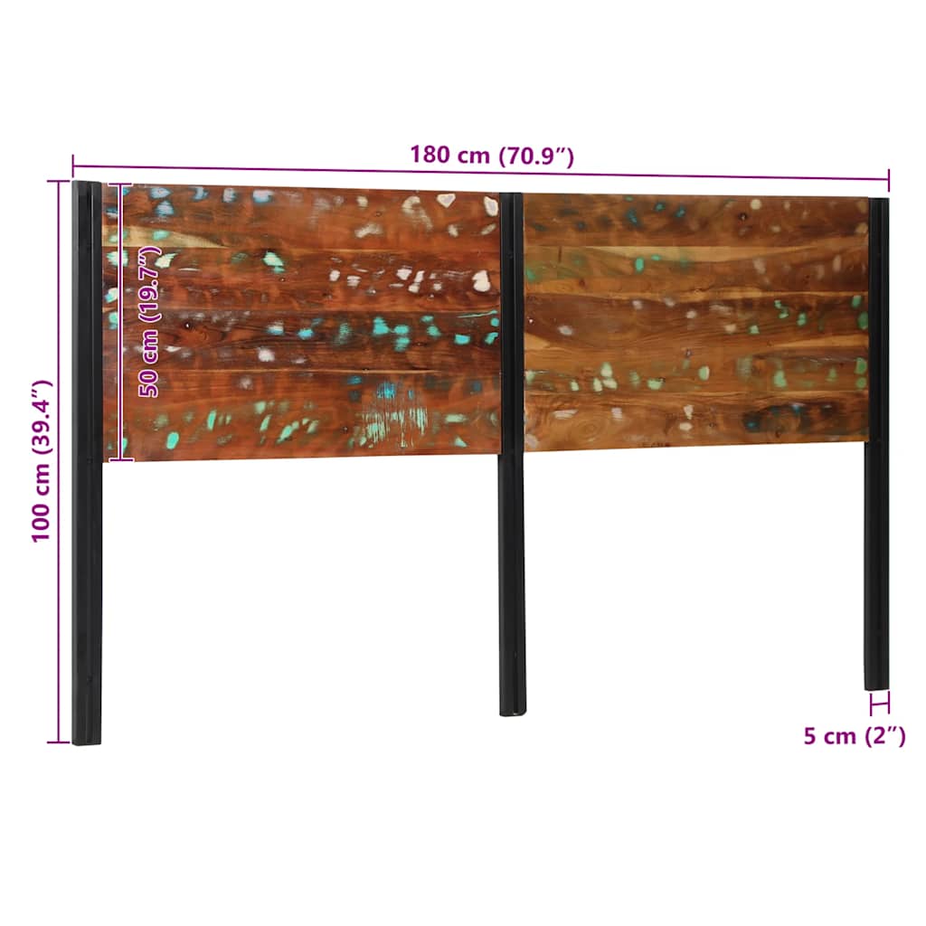 Cabeceira de cama 180 cm madeira recuperada maciça/ferro
