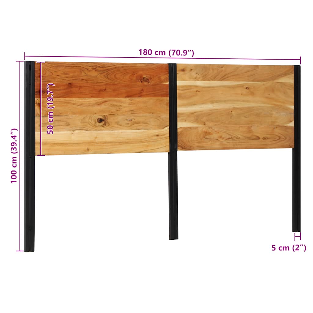 Cabeceira de cama 180 cm madeira de acácia maciça/ferro
