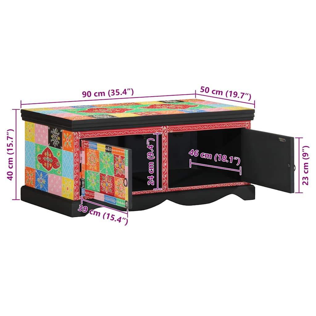 Mesa de centro 90x50x40 cm madeira de mangueira maciça multicor