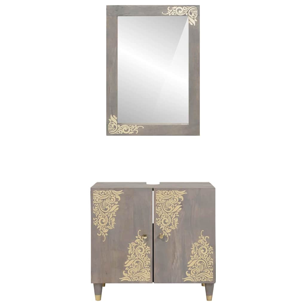 Conjunto de Móveis para Banheiro com porta 2 pcs Cinzeto