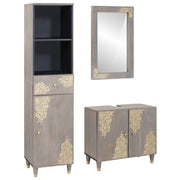 Conjunto de Móveis para Banheiro com gaveta 3 pcs Cinzeto