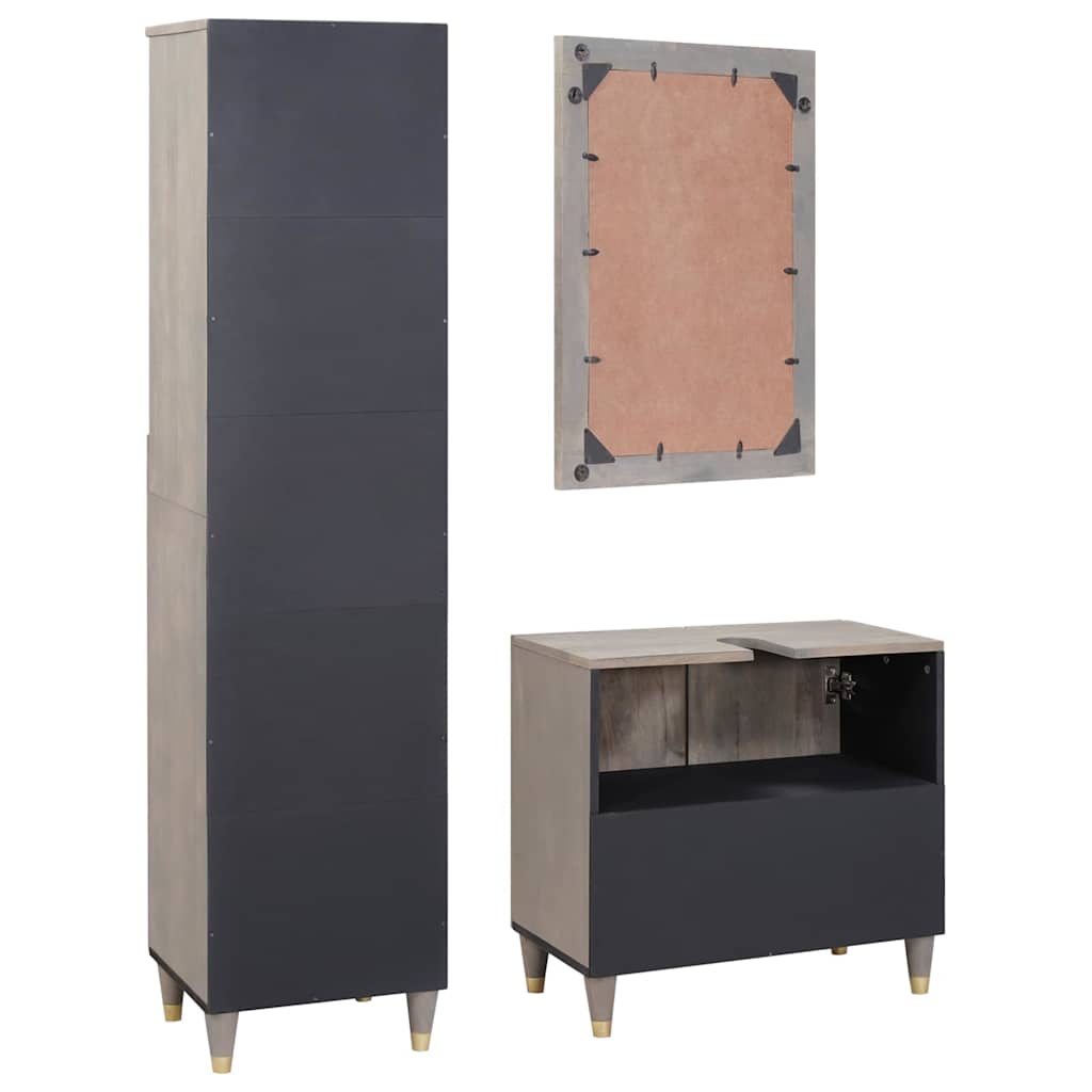 Conjunto de Móveis para Banheiro com gaveta 3 pcs Cinzeto