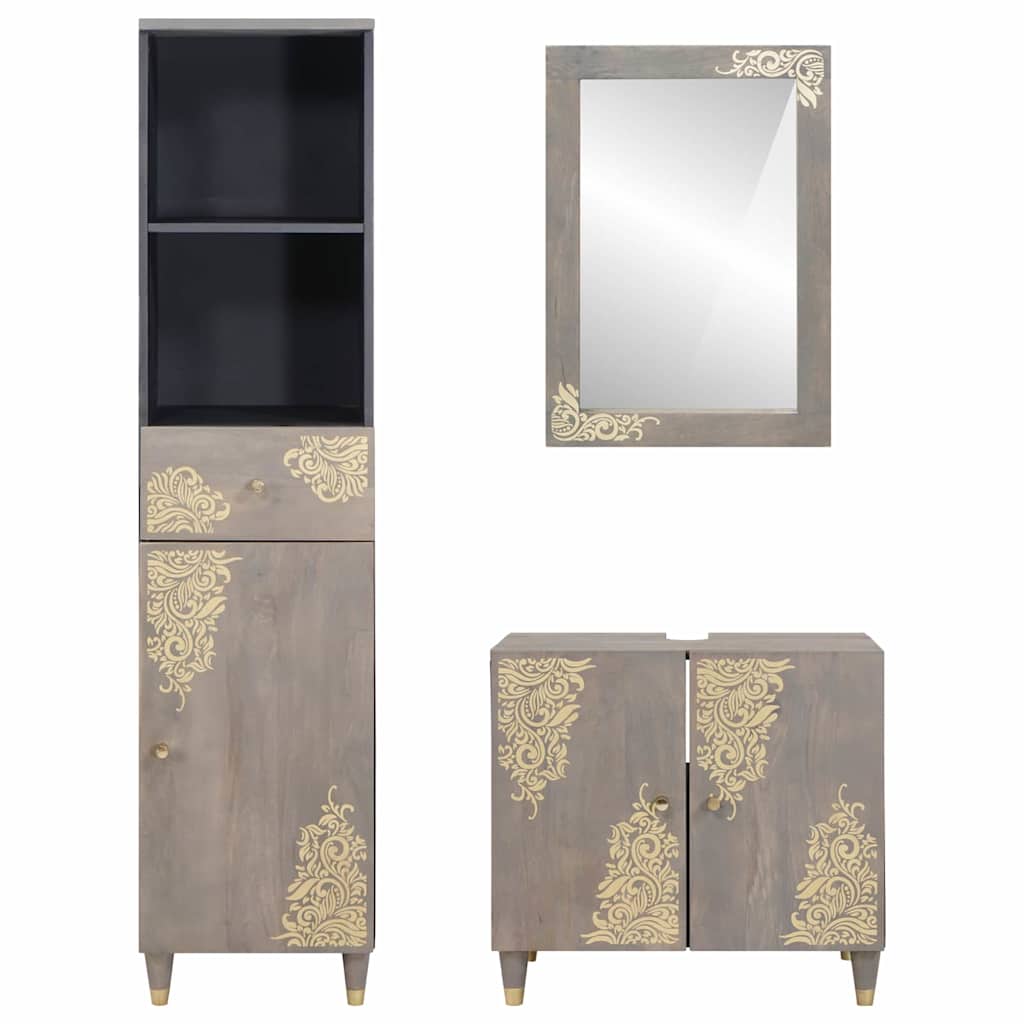 Conjunto de Móveis para Banheiro com gaveta 3 pcs Cinzeto