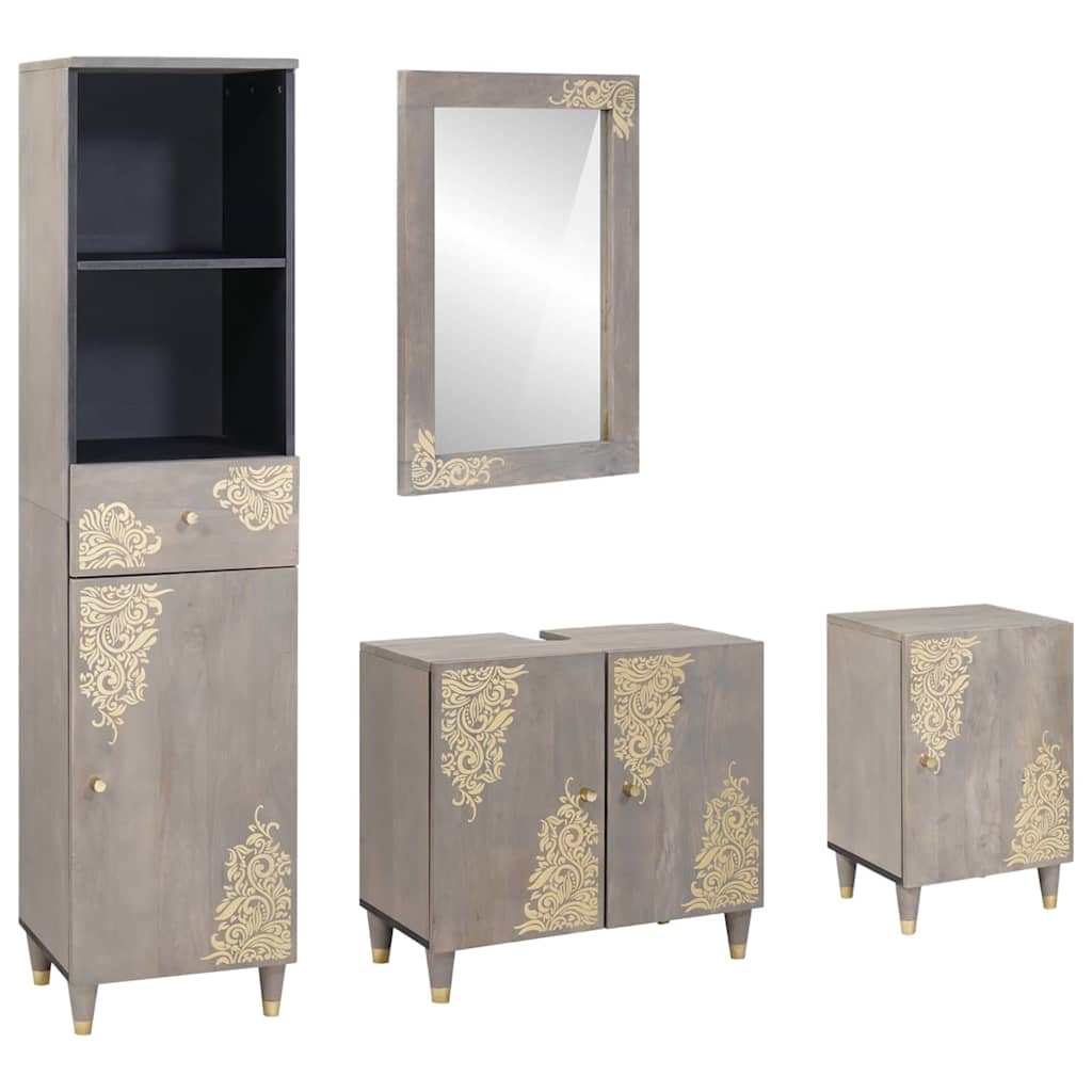 Conjunto de Móveis para Banheiro com gaveta 4 pcs Cinzeto