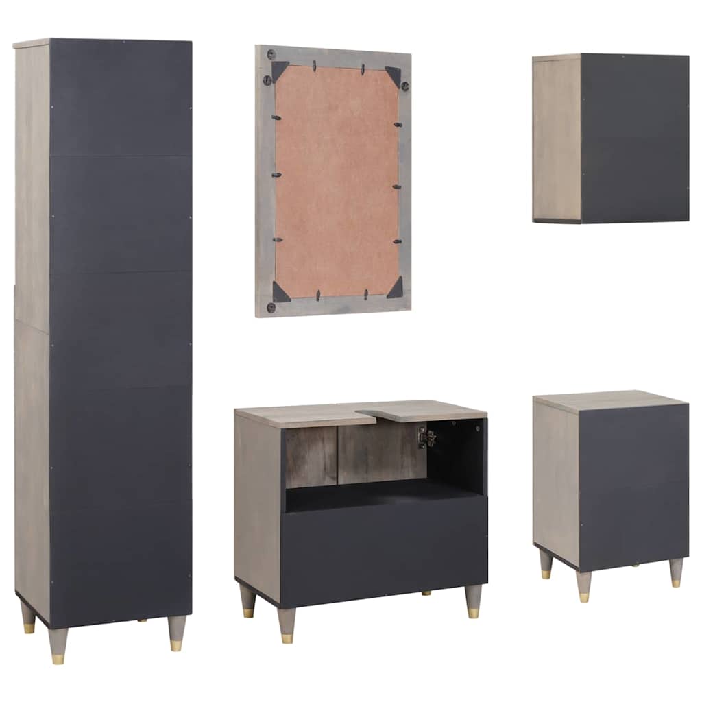 Conjunto de Móveis para Banheiro com gaveta 5 pcs Cinzeto