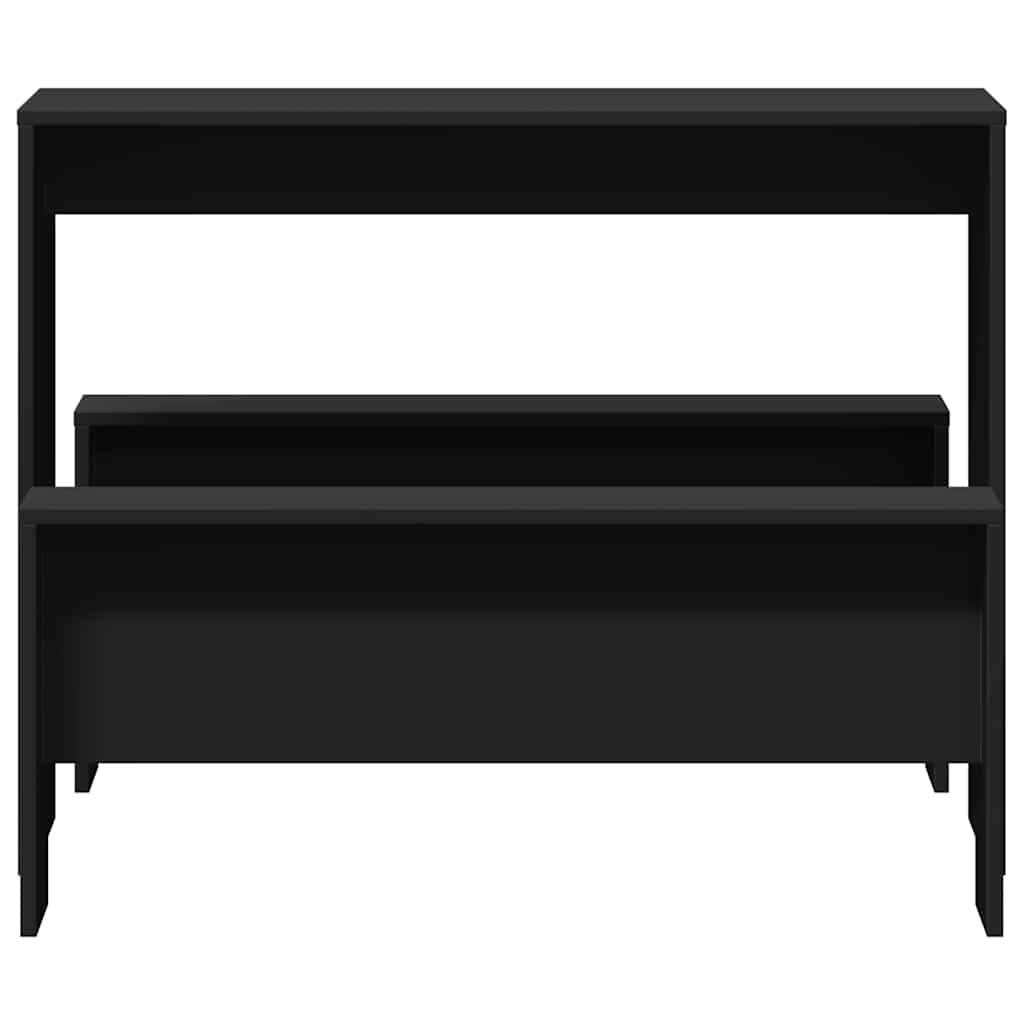 3 pcs conj. mesa jantar e banco deriv. madeira branco brilhante