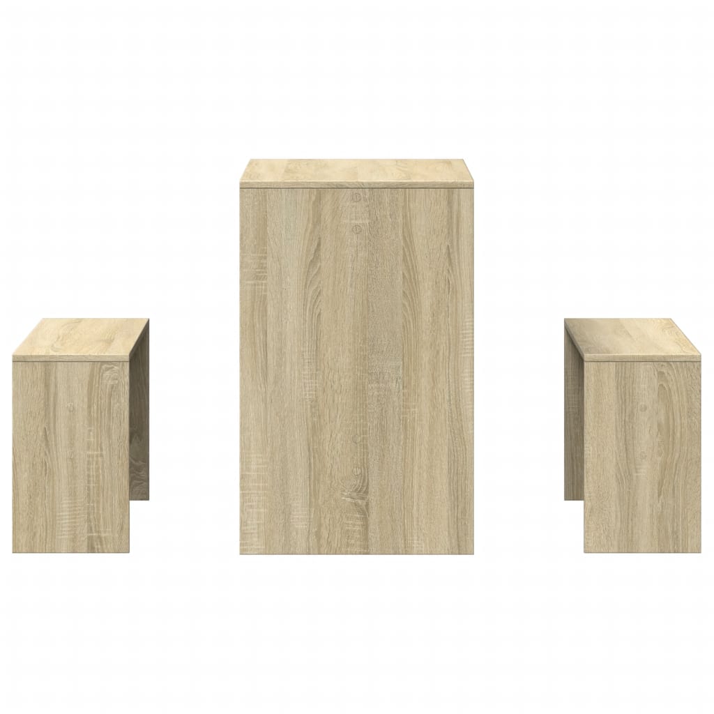 3 pcs conj. mesa jantar e banco deriv. madeira branco brilhante