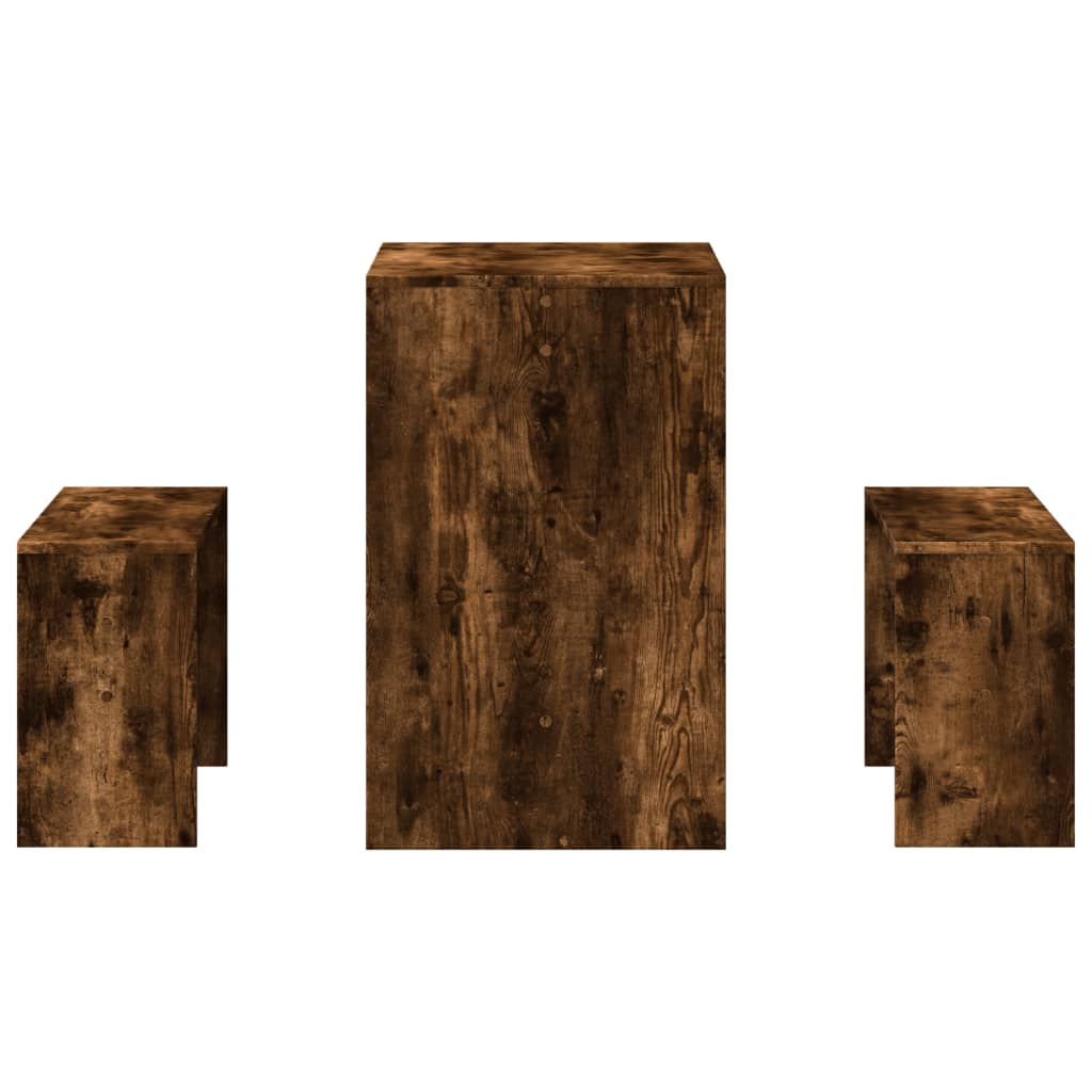 3 pcs conj. mesa jantar e banco deriv. madeira branco brilhante