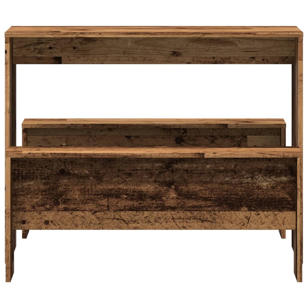 3 pcs conj. mesa jantar e banco deriv. madeira branco brilhante