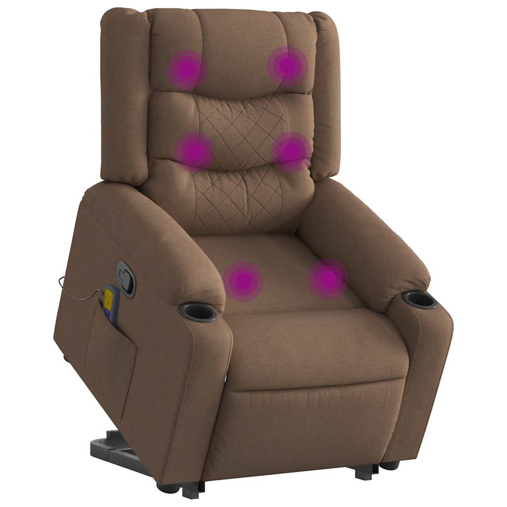 Poltrona reclinável massagens tecido castanho
