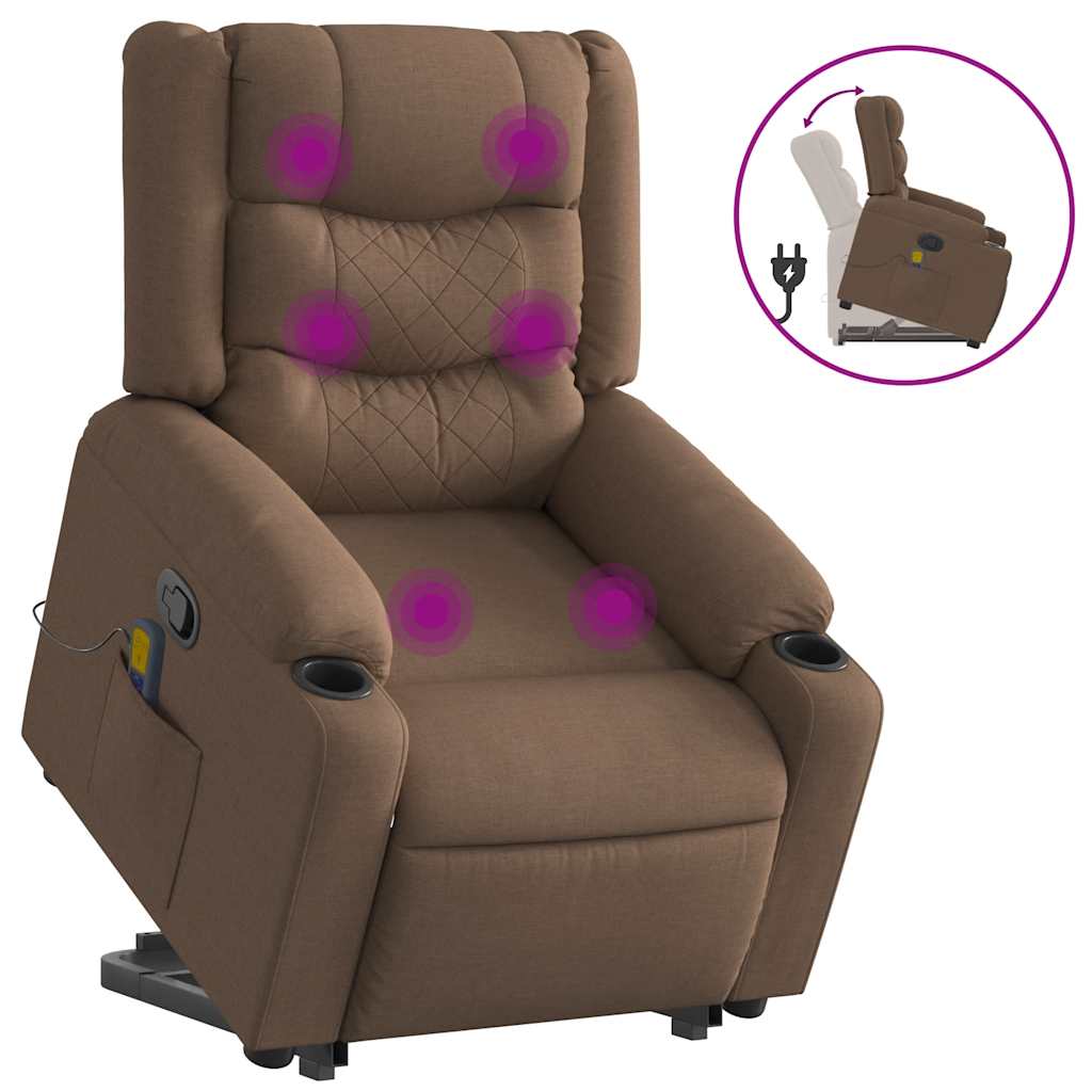Poltrona reclinável massagens tecido castanho