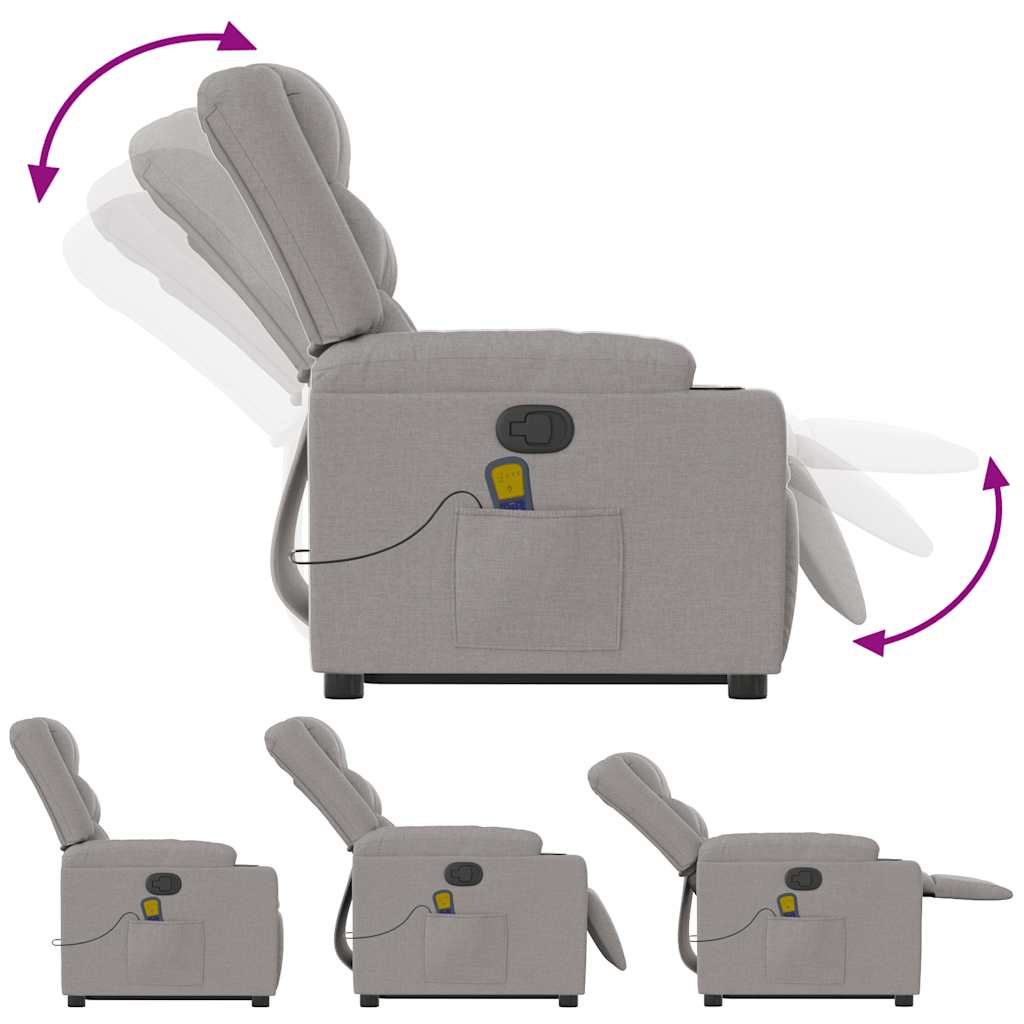 Poltrona elevatória de massagens tecido cinzento-nublado