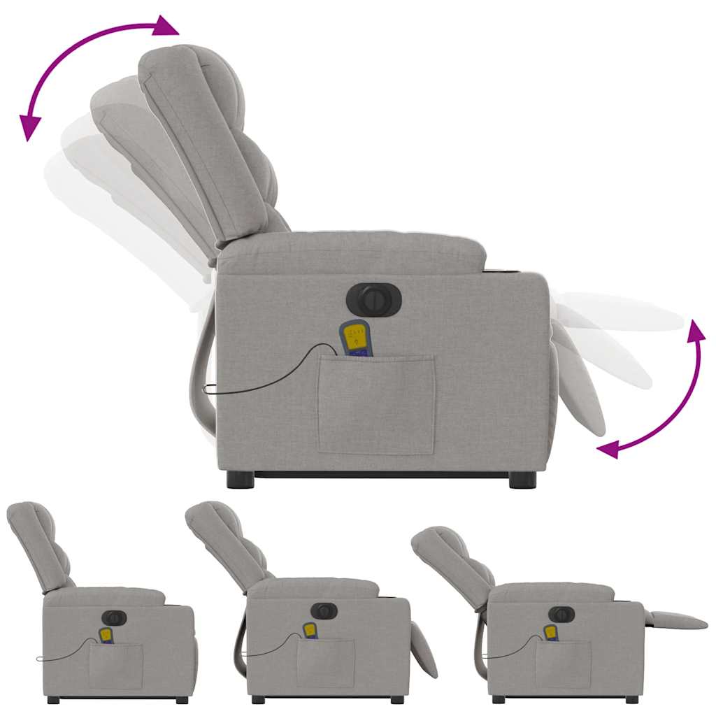 Poltrona elétrica elevatória massagens tecido cinzento-nublado