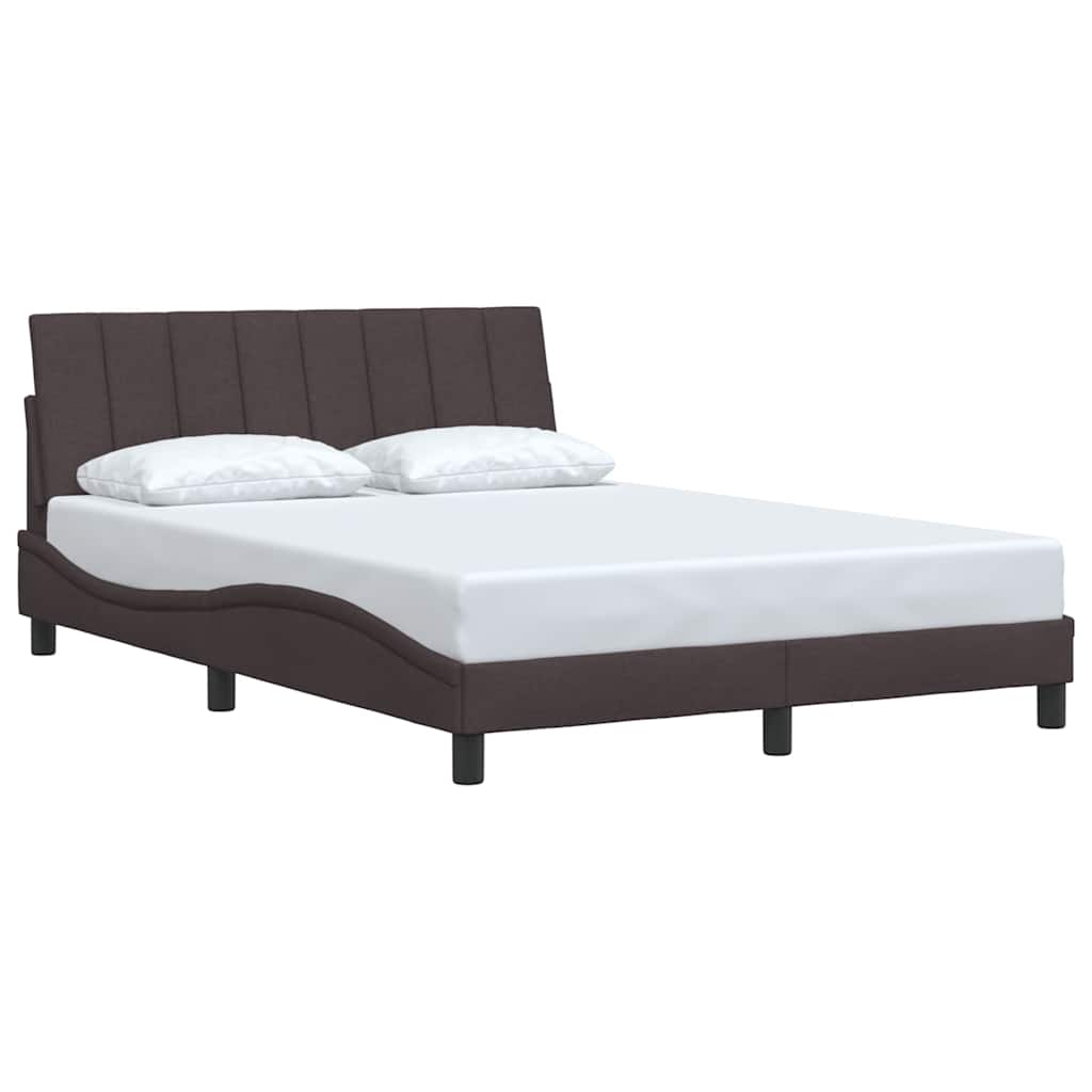 Estrutura de cama sem colchão Hanko 140x190 cm tecido castanho-escuro