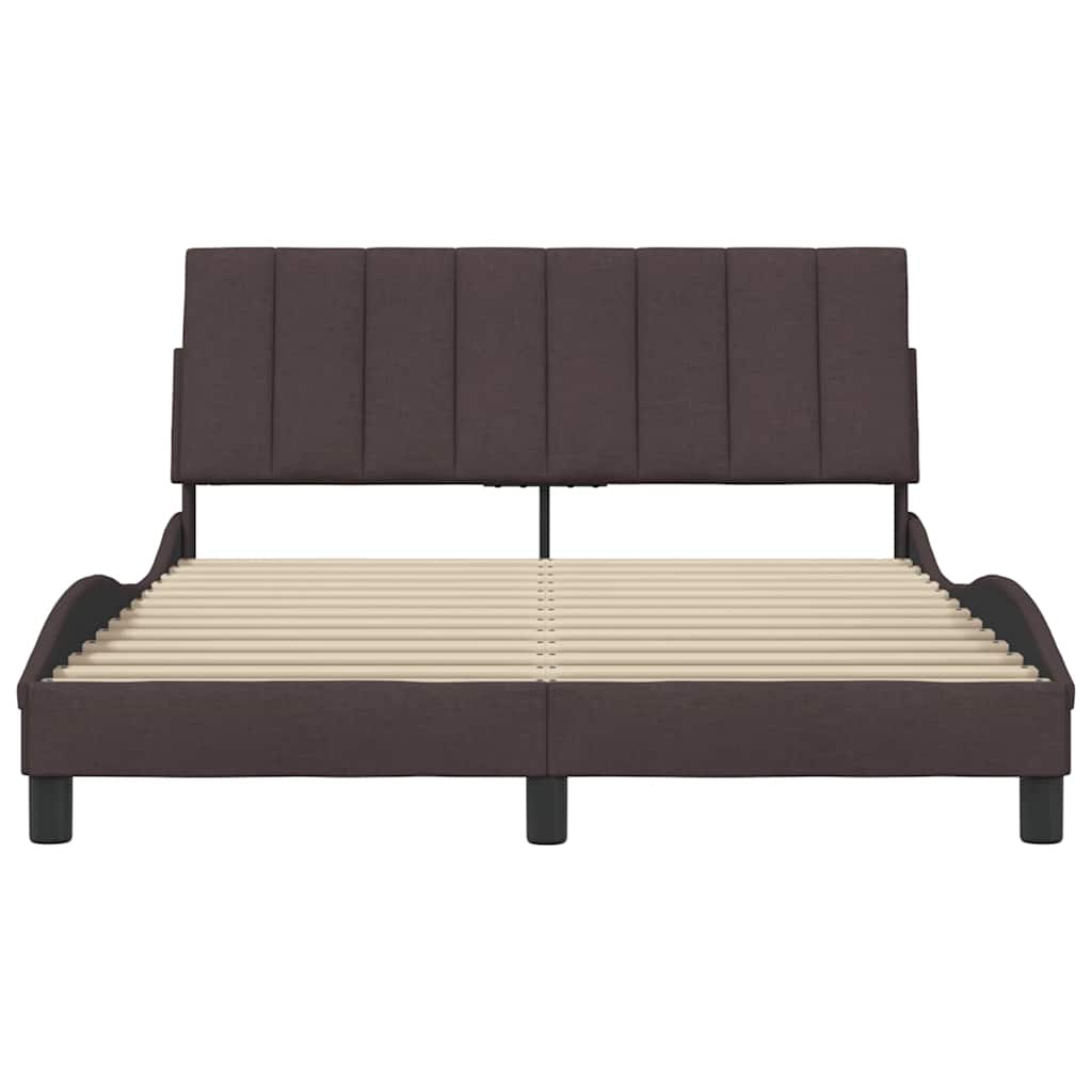 Estrutura de cama sem colchão Hanko 140x190 cm tecido castanho-escuro