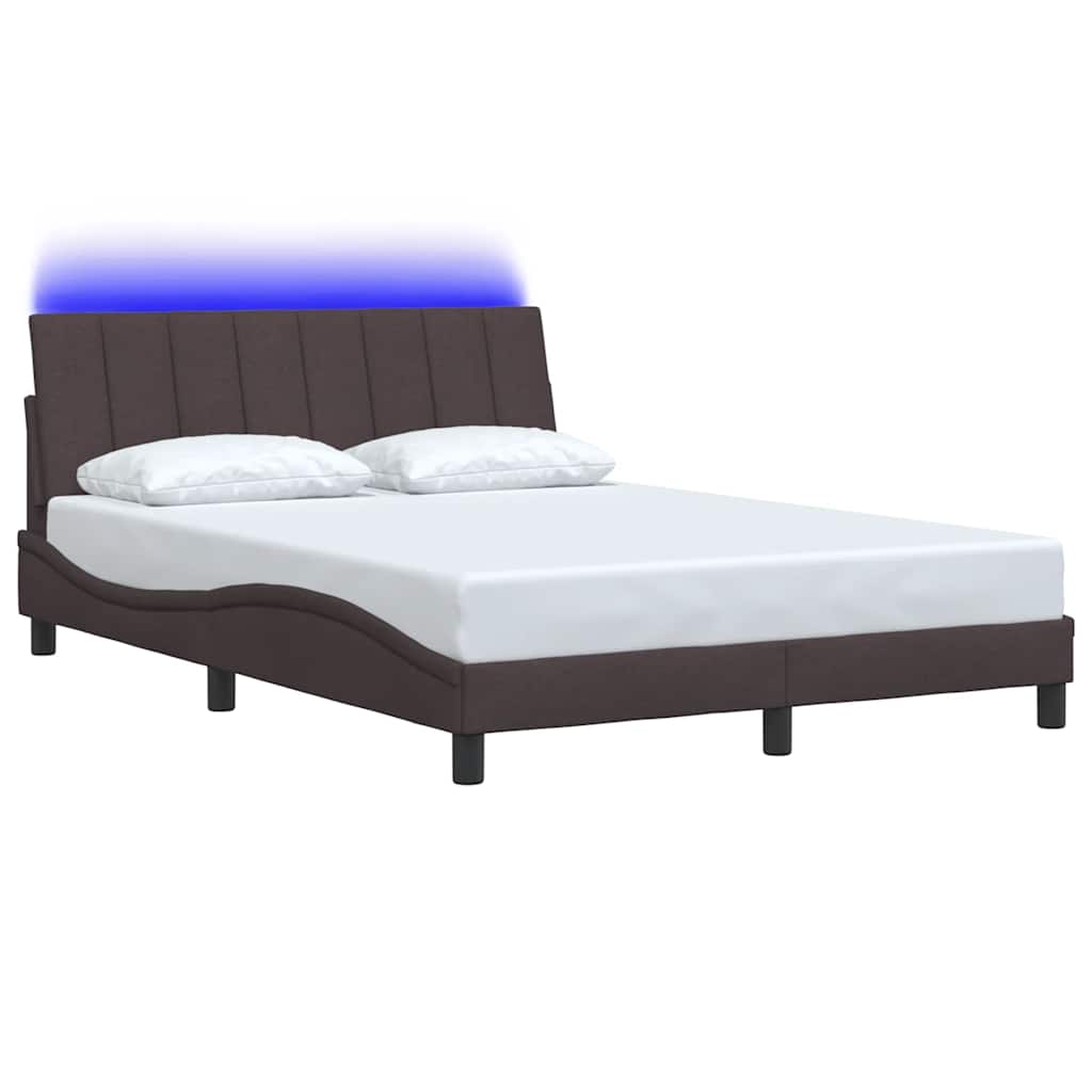Estrutura de cama sem colchão Hanko 140x190 cm tecido castanho-escuro