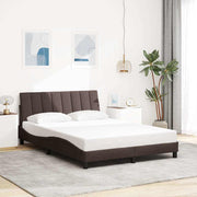 Estrutura de cama sem colchão Hanko 140x200 cm tecido castanho-escuro