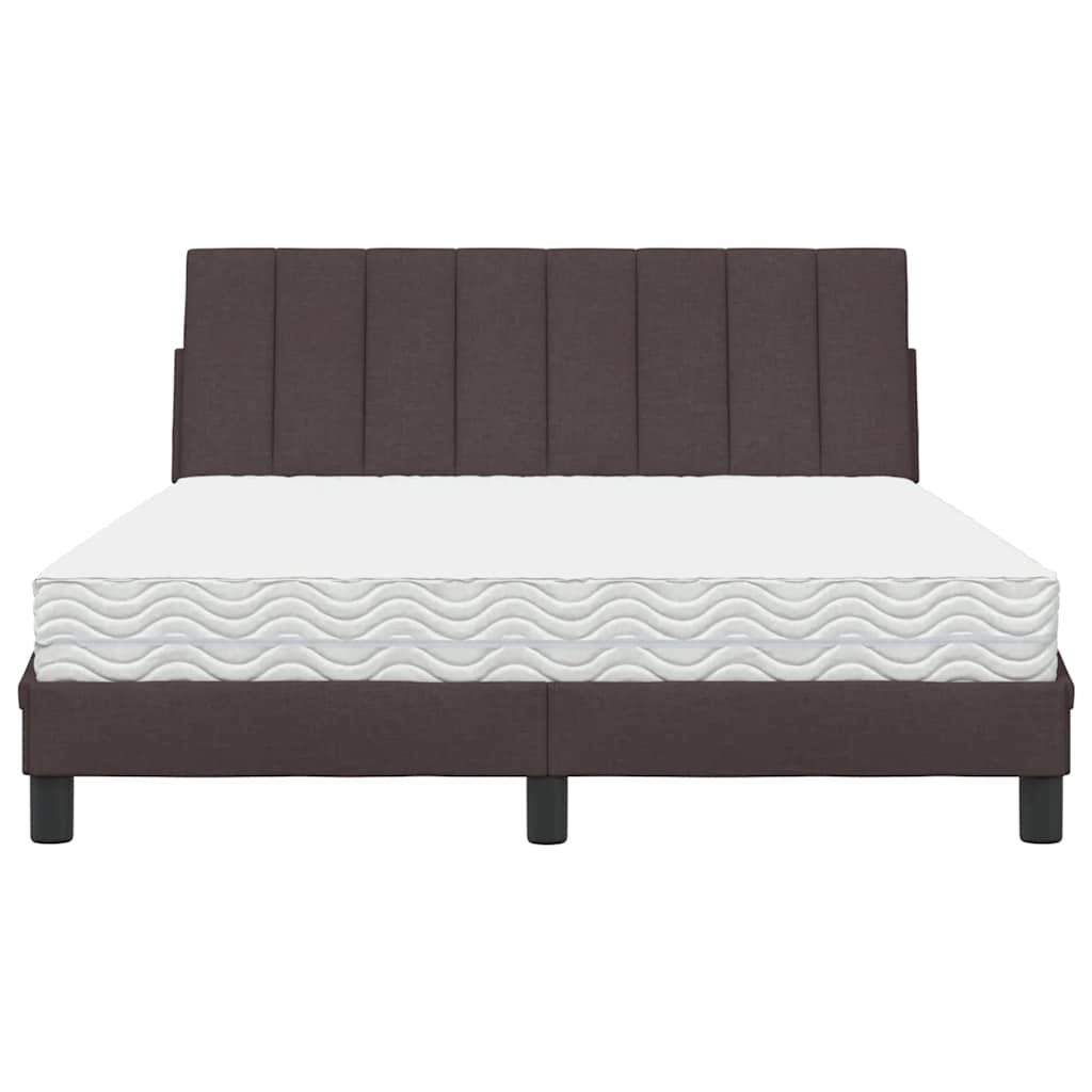 Cama com colchão Hanko 140x190 cm tecido castanho-escuro