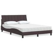 Cama com colchão Hanko 140x190 cm tecido castanho-escuro