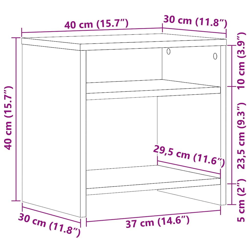 Mesa de cabeceira 2 pcs derivados de madeira carvalho artisiano