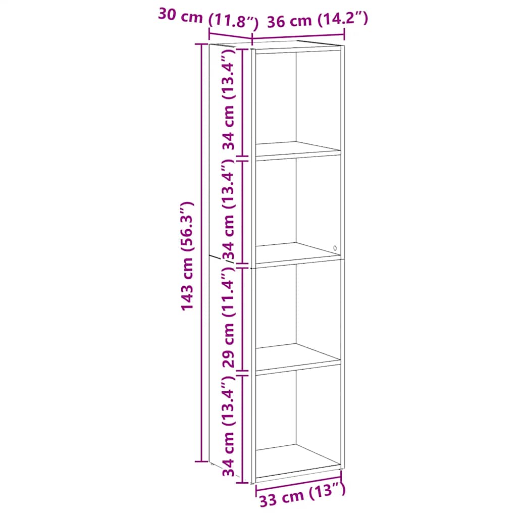 Estante 36x30x143 cm derivados de madeira carvalho artisiano
