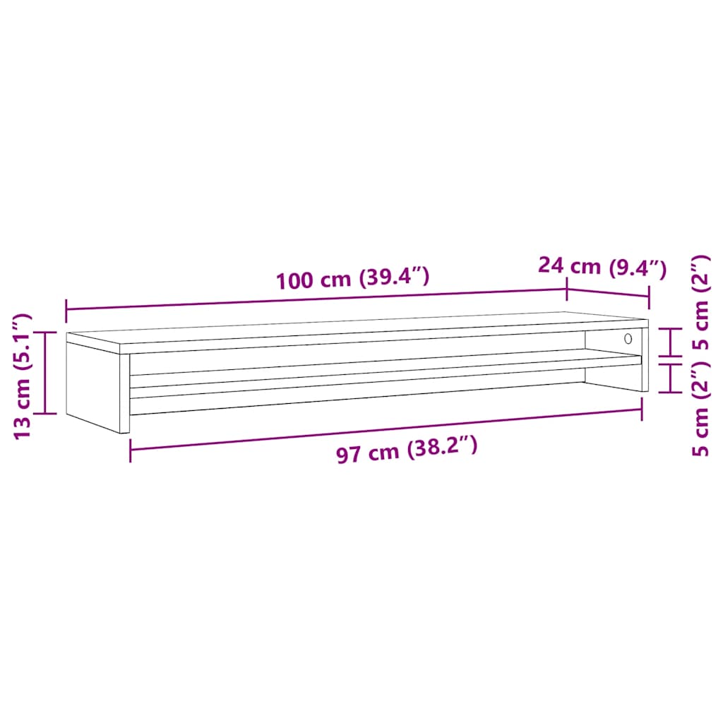Suporte para monitor Artisan Oak 100x24x13 cm Madeira projetada