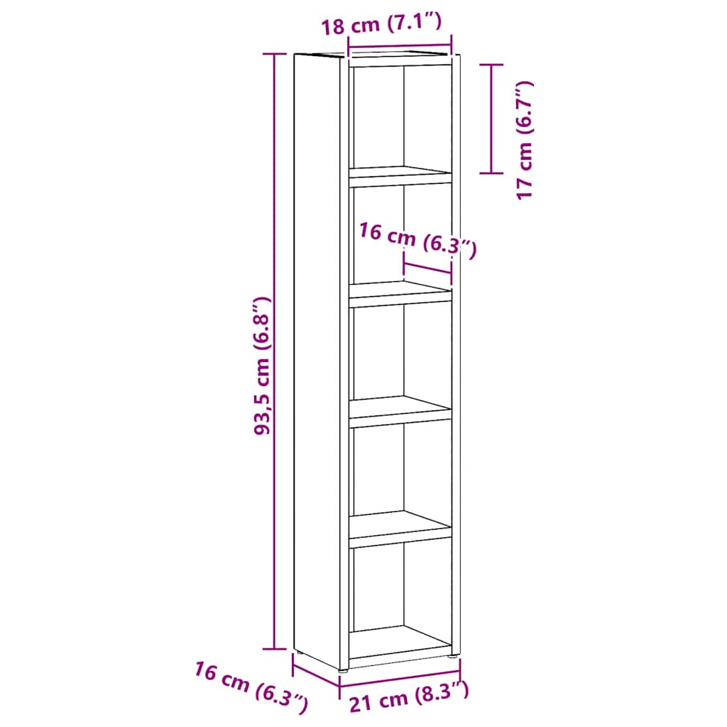Armários CD 2pcs 21x16x93,5cm deriv. madeira carvalho artisiano