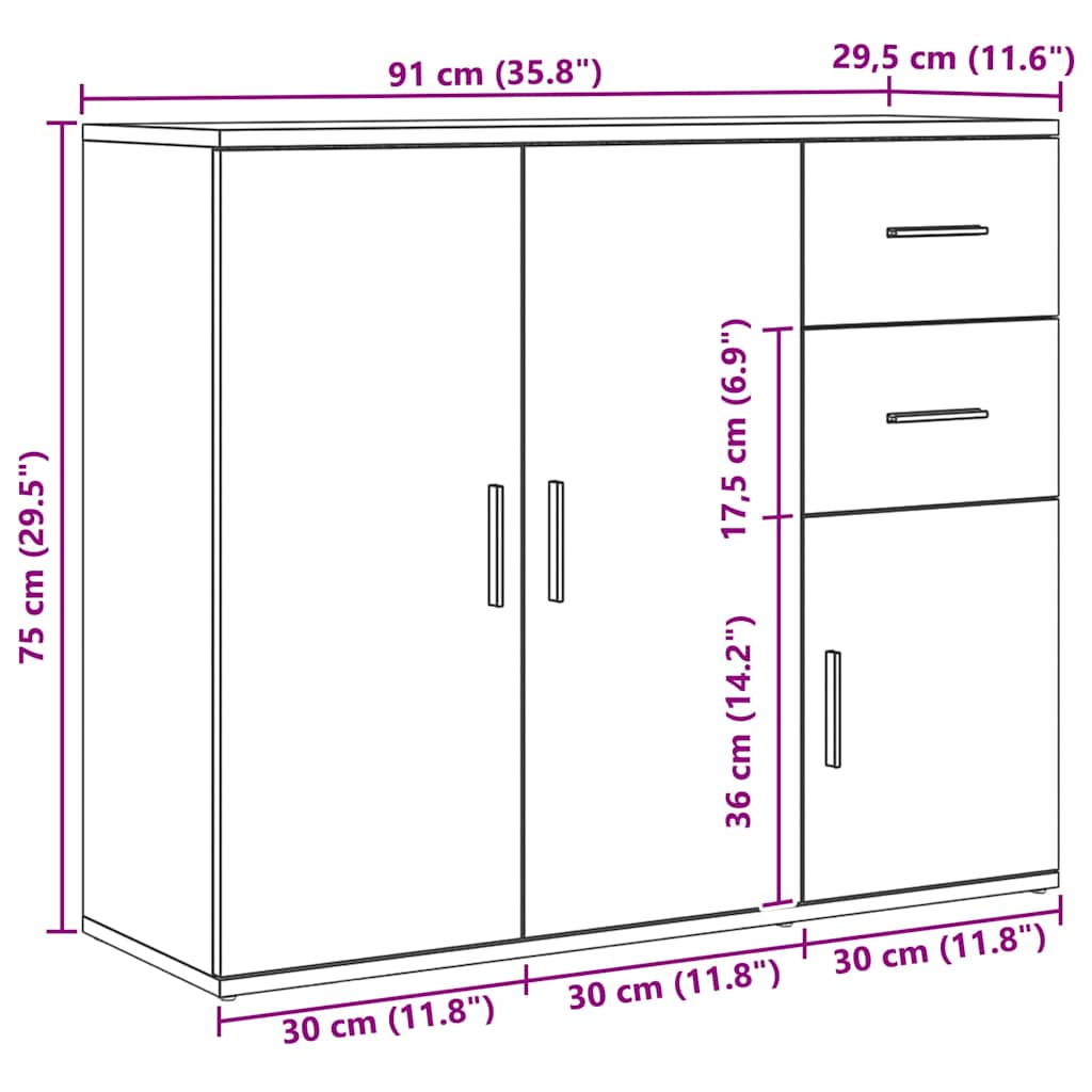 Aparador Carvalho Artesanal 91x29,5x75 cm Madeira Engenheirada
