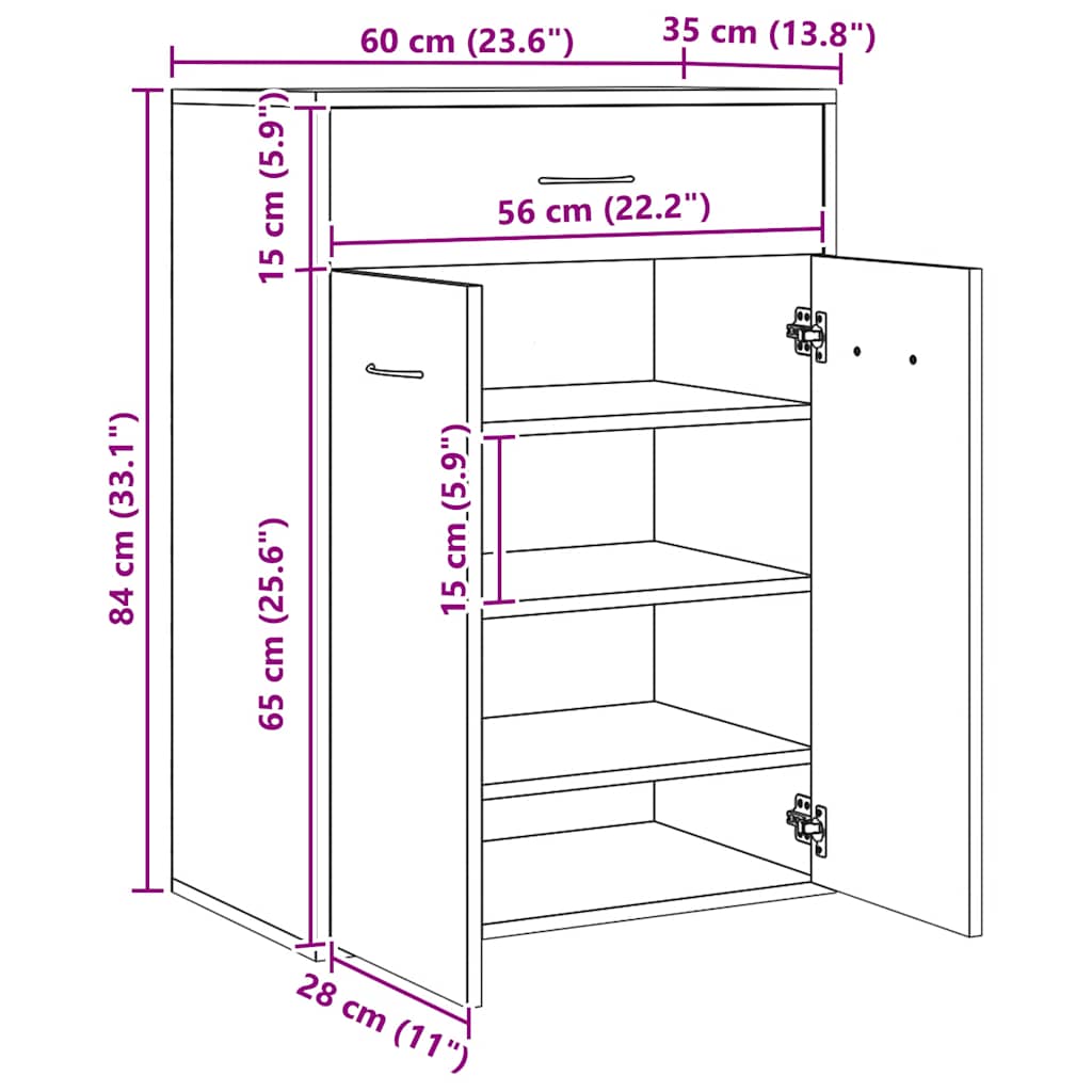 Sapateira 60x35x84 cm derivados de madeira carvalho artisiano