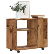 Mesa de apoio madeira velha 70x35x55 cm madeira trabalhada