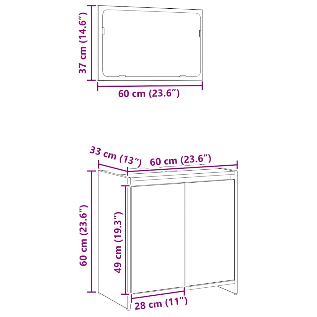 2 pcs móveis de casa de banho deriv. madeira carvalho artisiano