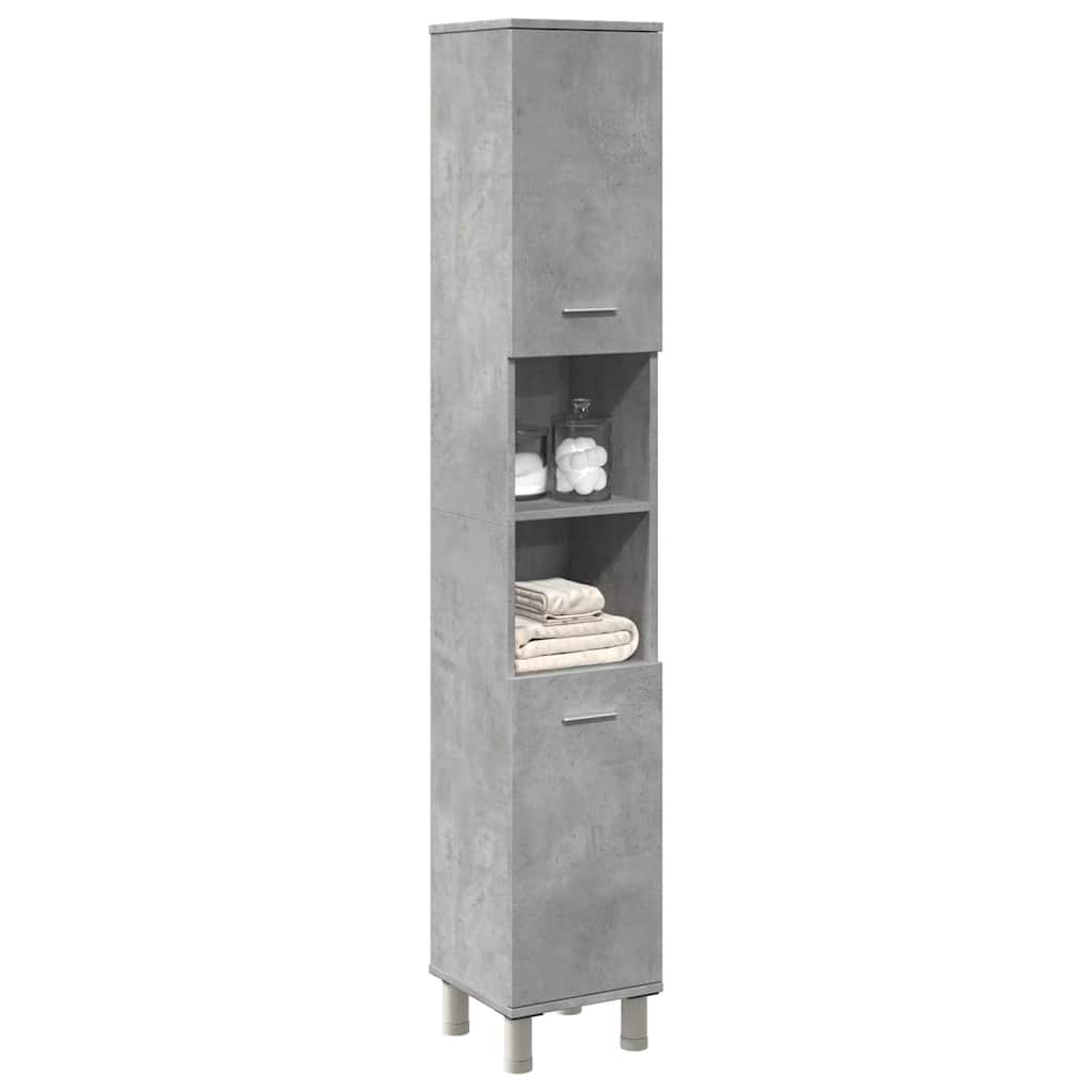 Armário de casa de banho 30x30x179 cm contrap. cinzento cimento