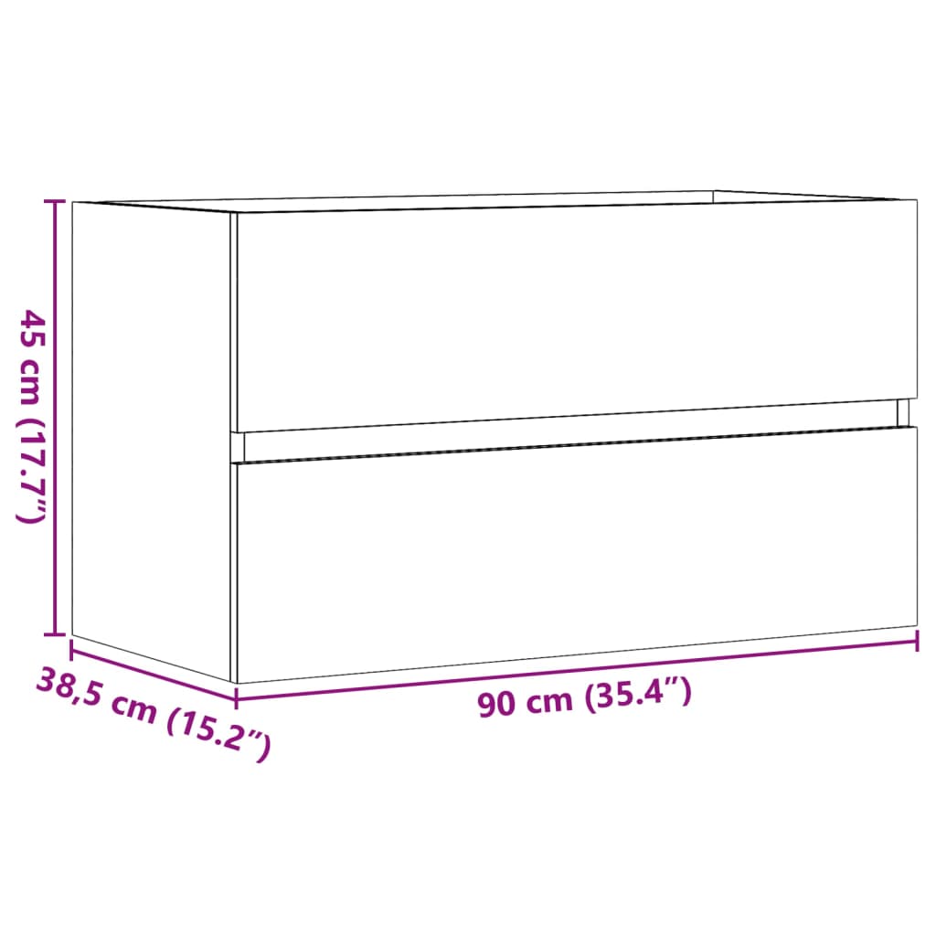 Armário lavatório 90x38,5x45 cm contraplacado cinzento cimento