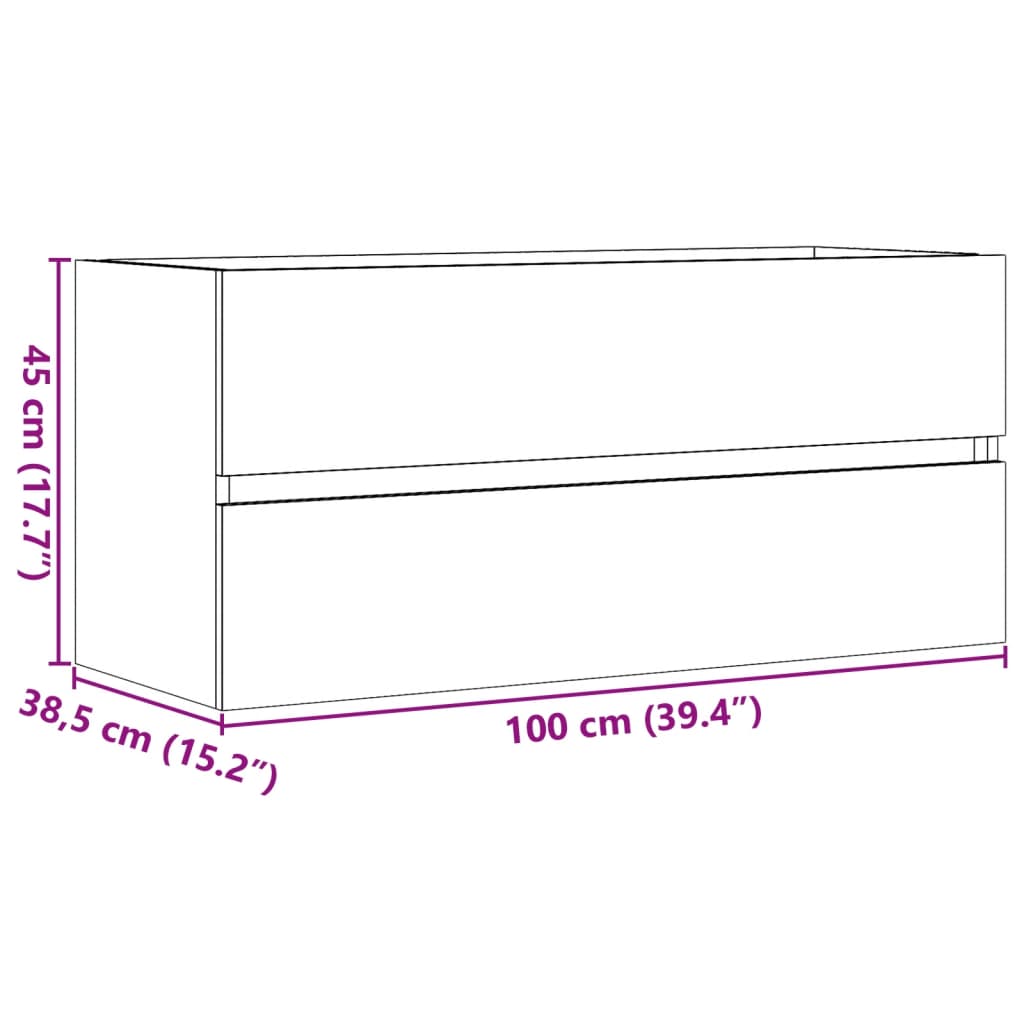 Armário lavatório 100x38,5x45 cm contraplacado cinzento cimento