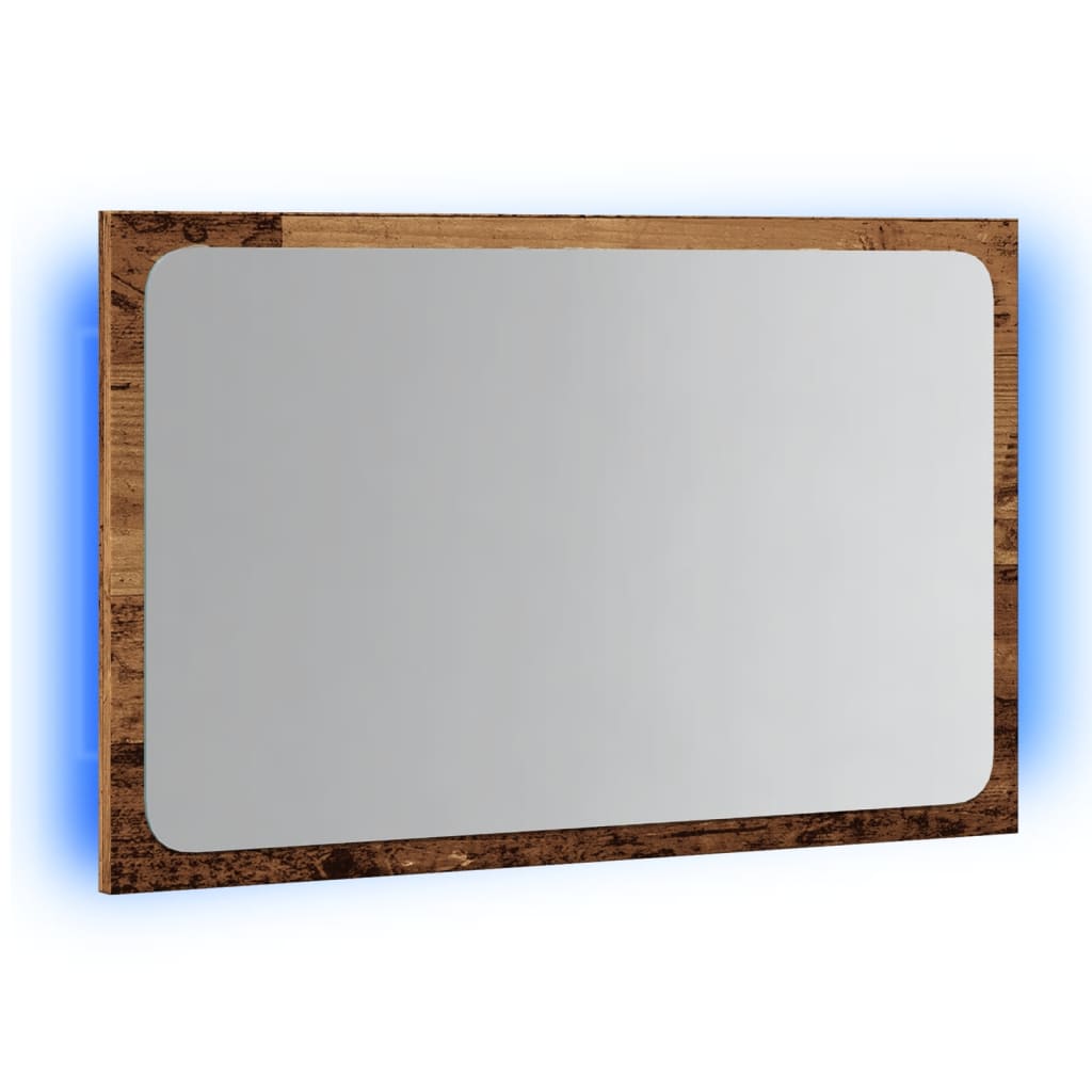 Espelho de casa de banho c/ luz LED 60x8,5x38 cm madeira velha