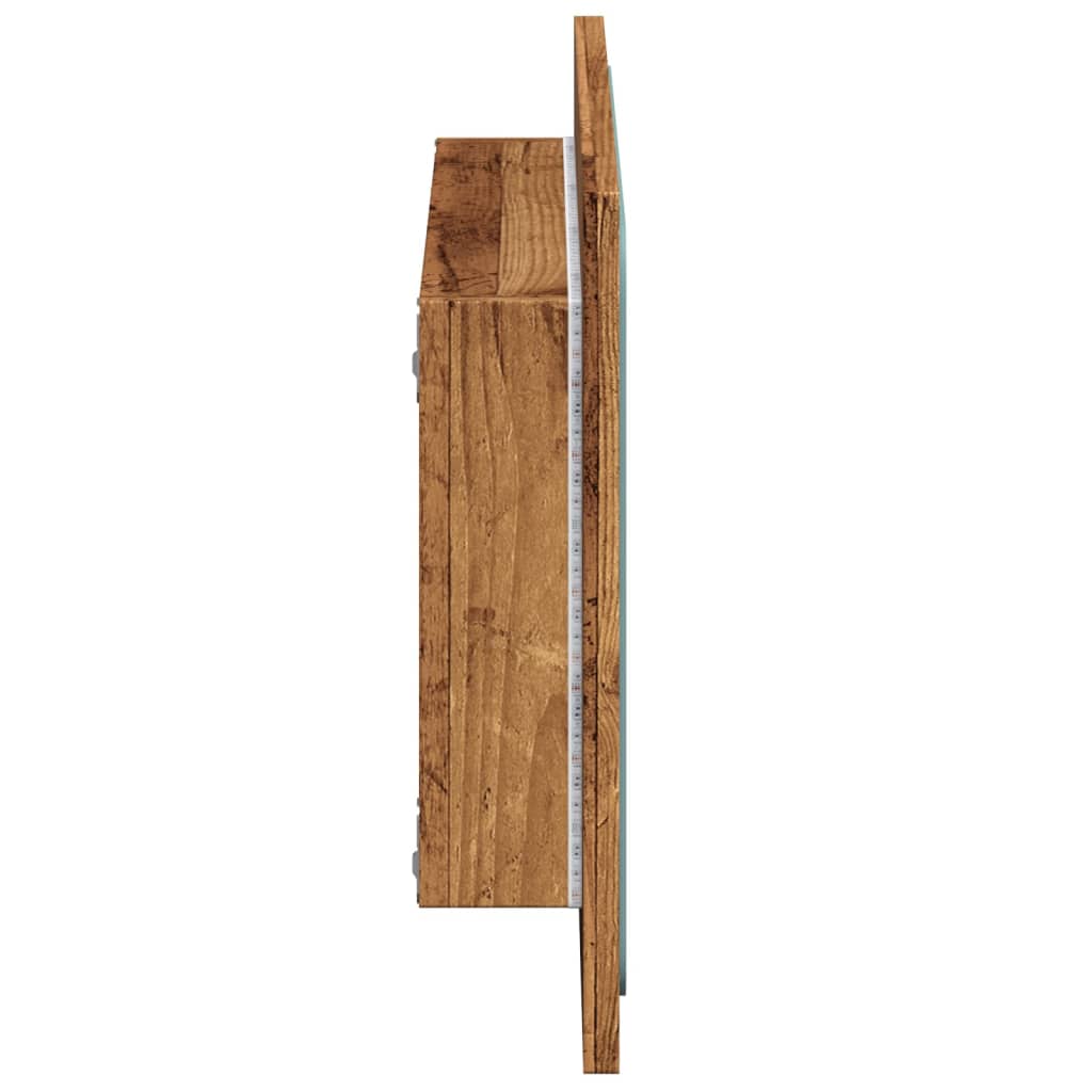 Espelho de casa de banho c/ luz LED 60x8,5x38 cm madeira velha
