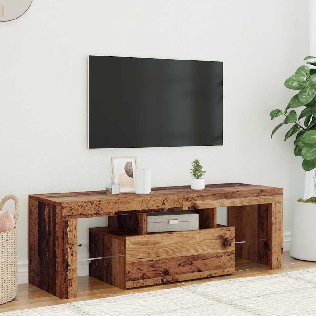 Móvel de TV com luzes LED derivados de madeira madeira velha