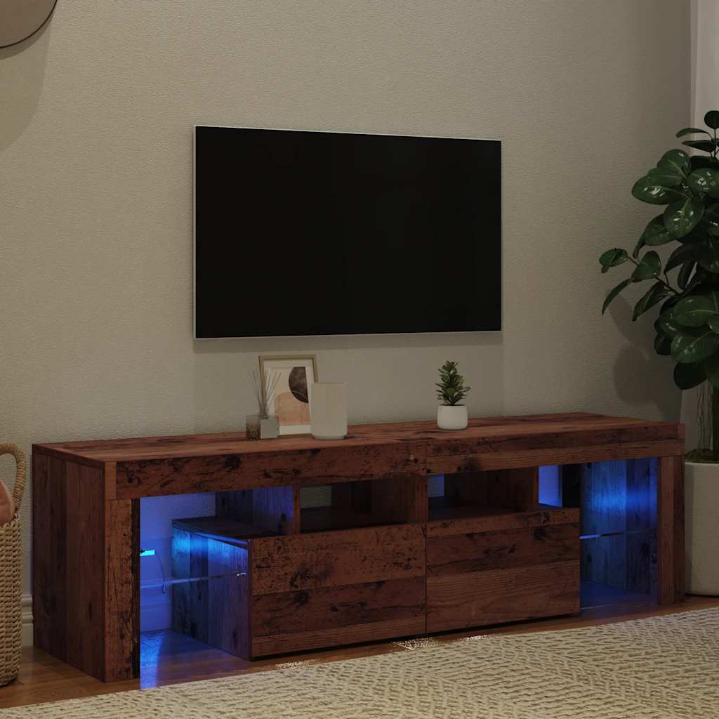Móvel de TV com luzes LED derivados de madeira madeira velha