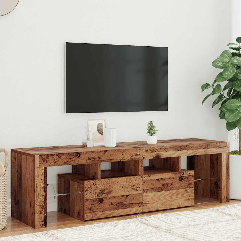 Móvel de TV com luzes LED derivados de madeira madeira velha