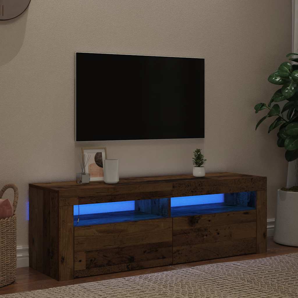 Móvel de TV com luzes LED derivados de madeira madeira velha