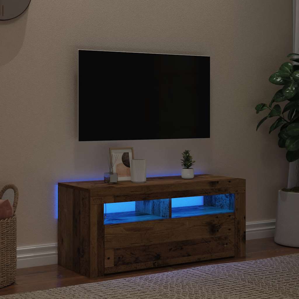 Móvel de TV com luzes LED derivados de madeira madeira velha