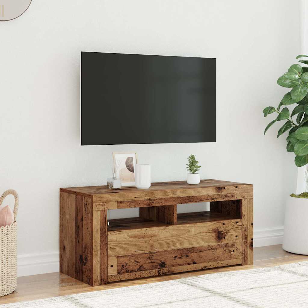 Móvel de TV com luzes LED derivados de madeira madeira velha