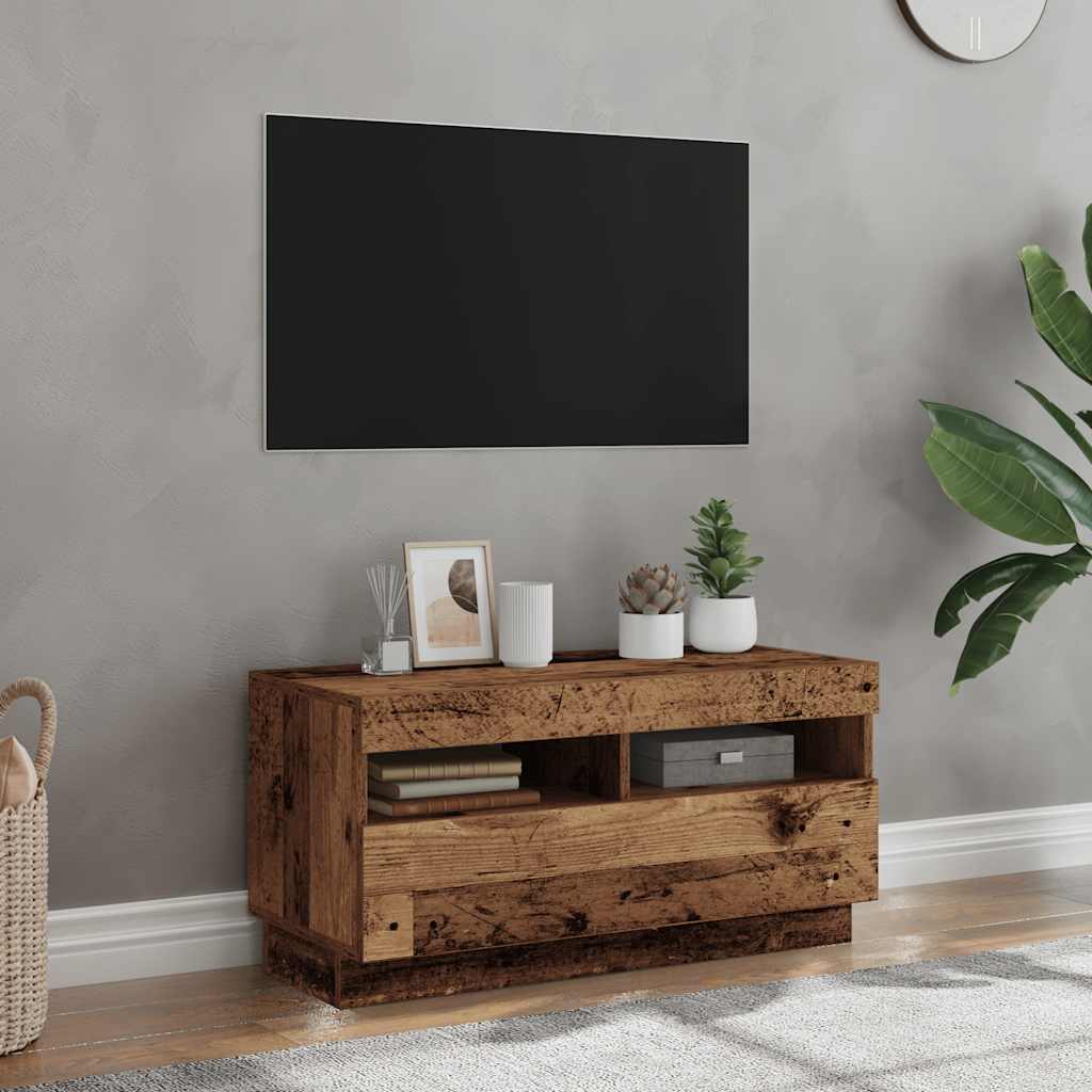 Móvel de TV com luzes LED derivados de madeira madeira velha