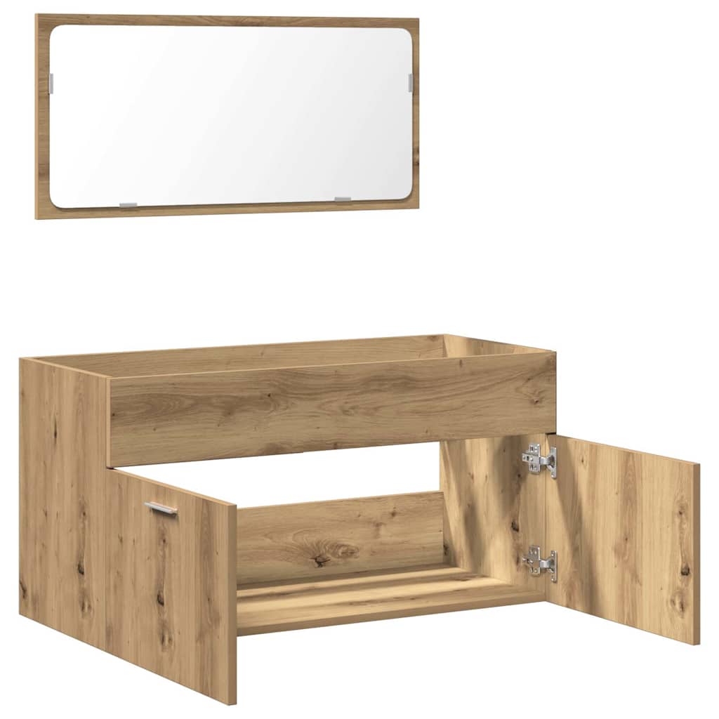 Móvel de casa banho com espelho madeira de carvalho artesanal