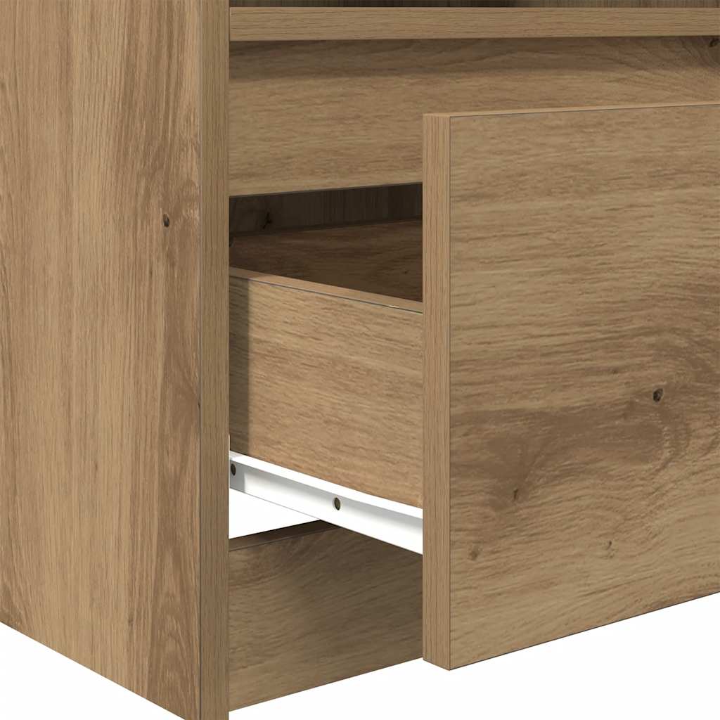 Mesa cabeceira 2pcs 40x40x50cm deriv.madeira carvalho artisiano