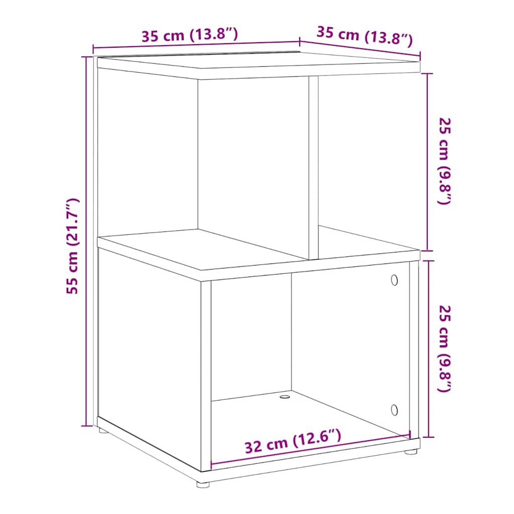 Mesa cabeceira 35x35x55 cm derivados madeira carvalho artisiano