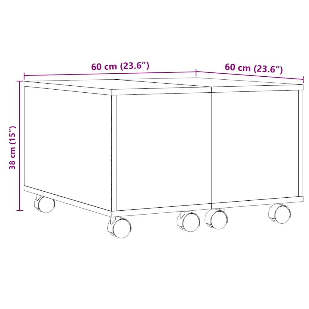 Mesa de centro 60x60x38 cm derivados de madeira madeira velha